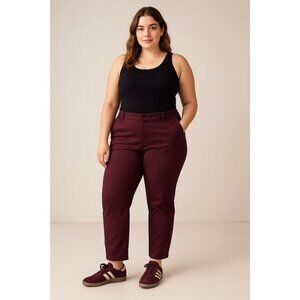 Dockers Women’s Flat Front Slim Tapered Pants Khaki Burgundy Size 12L